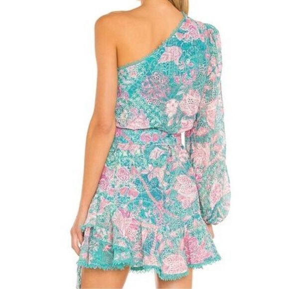 HEMANT & NANDITA Kefi One Shoulder Mini Dress in
Cyan Size S - Picture 4 of 13